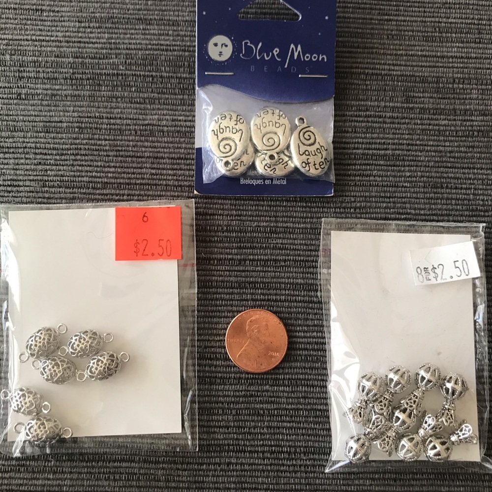 SILVER METAL BEAD/CHARM LOT Jewelry Craft Supplies